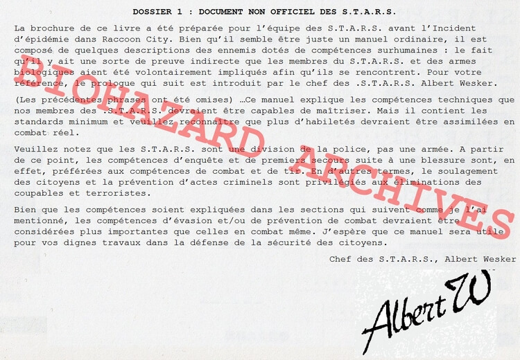 Biohazard Archives de Reika - Biohazard : Dossier des S.T.A.R.S.