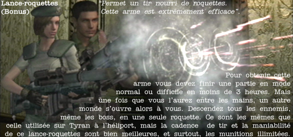 RESIDENT EVIL (Remake) - Lance-missiles